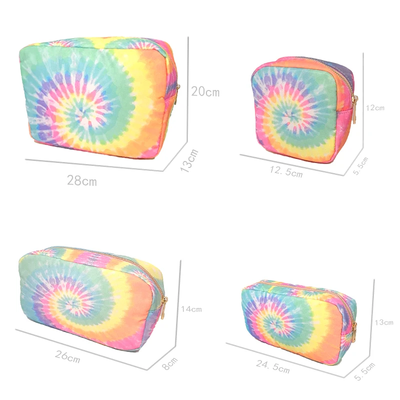 Trendy Gradient Canvas Cosmetic Pouch Sun Flower Printing Nylon Waterproof Makeup Bag Lipstic Toiletry Women Storage Organizer 2