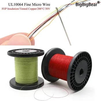 10M/100M UL10064 FEP Wire 40/36/34/32/30/28/26AWG PTFE Plastic Ultra Fine Micro Litz Wires Solder High Conductivity Copper Cable 1