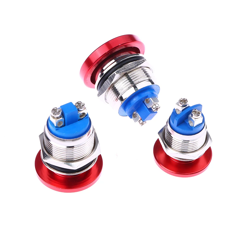Waterproof IP65 SPST (ON)-Off 1NO 3A 250V With Screw Terminal 16/19/22MM Momentary Metal Mushroom Head Push Button Switch 1PC metal push button switch
