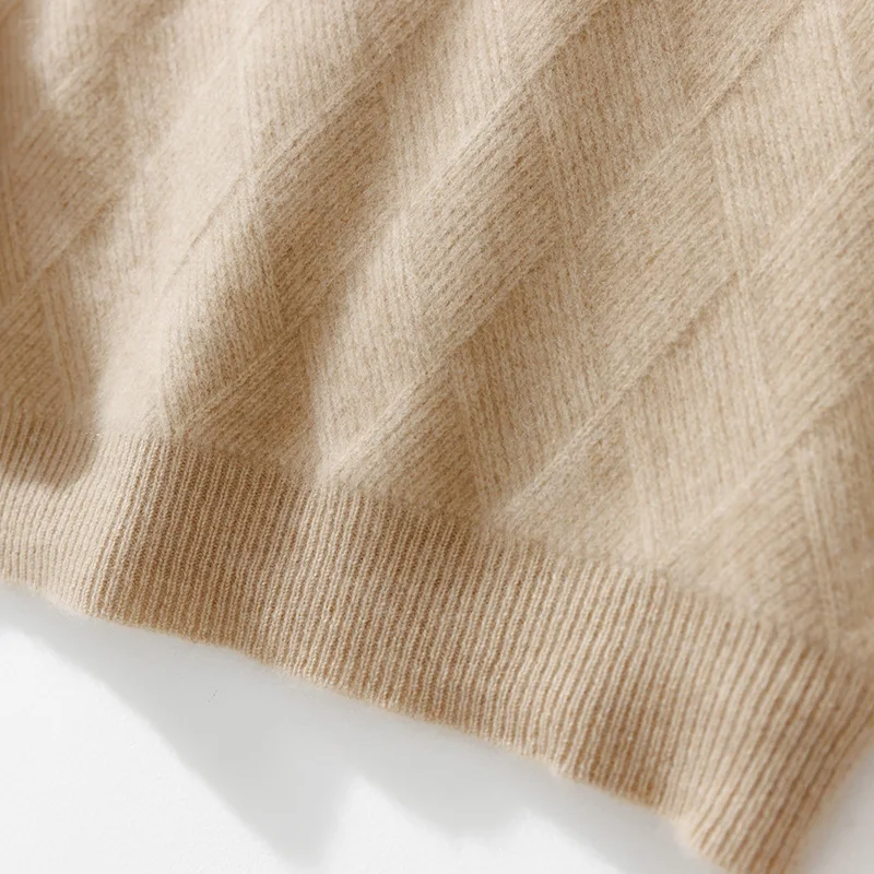 autumn and winter New 100% merino wool men's round neck thick jacquard pullover sweater casual business knitting bottoming coat