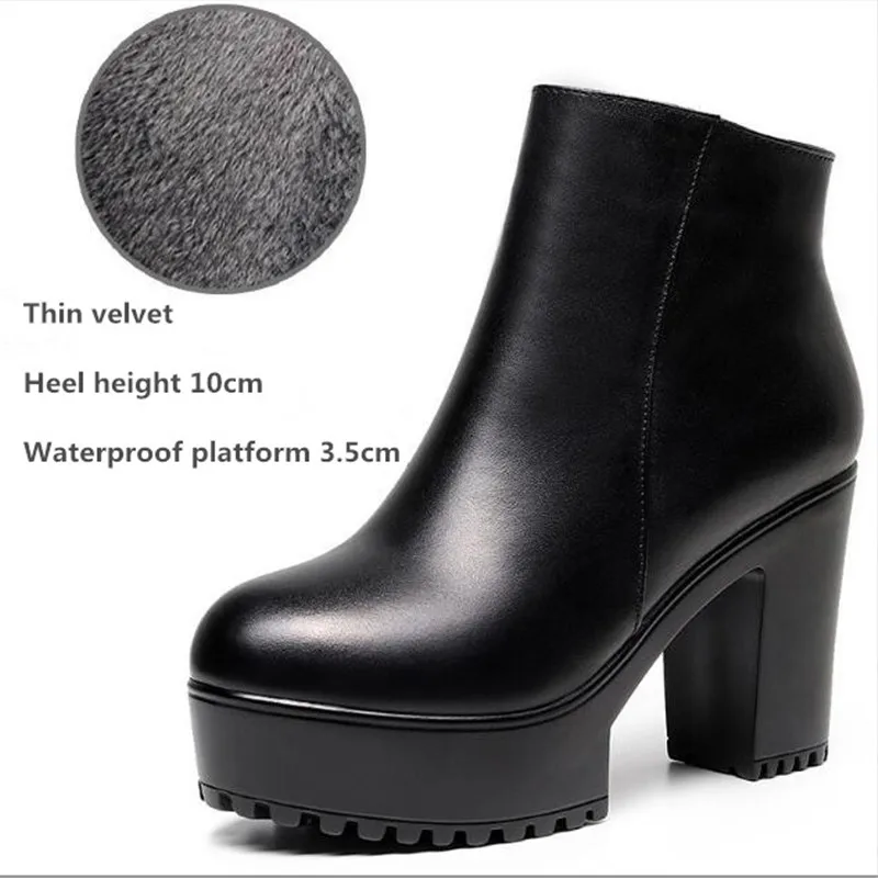 Big Size 43 Hot Sale Women's Boots 2023 Solid High Heel Ankle Boots Platform Quality Fashion Women Shoes Plush Warm Snow Boots