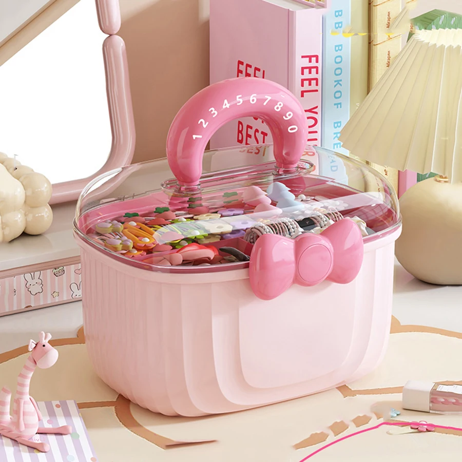 Hair Accessories Storage Box Portable Makeup Organizer For Hair Clips Hair Ties Earrings Bracelets Necklaces