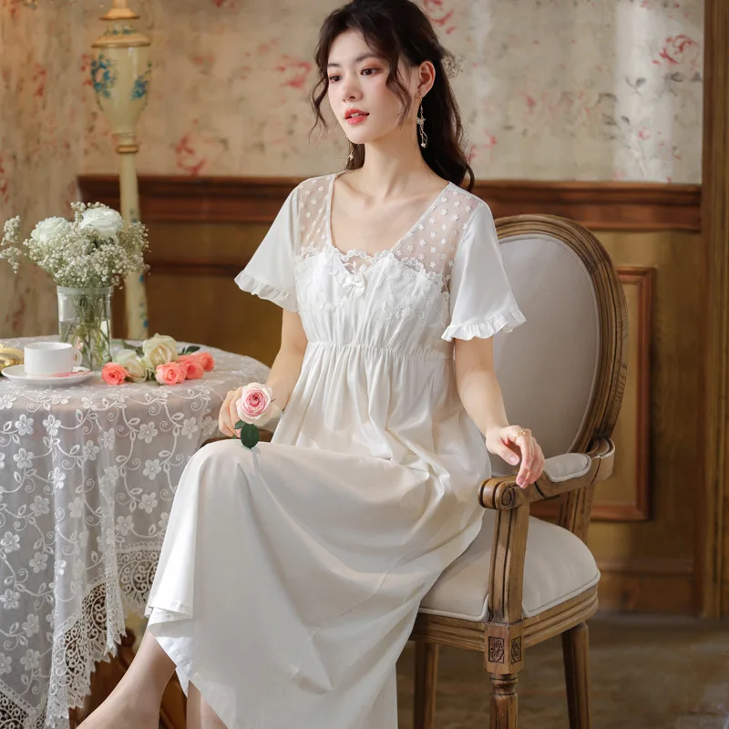 Sexy Women Sleepwear Silk Satin Short Sleeve Nightgown Robes Night Dress  Nightie