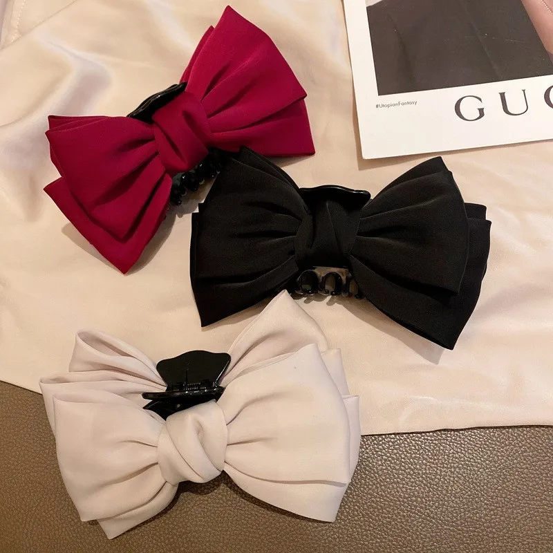

Bowtie Girls Hair Claw Fashion Hair Clip Princess Women's Hair Accessories Vintage Ladies Hairpin Headdress Solid Color Headwear