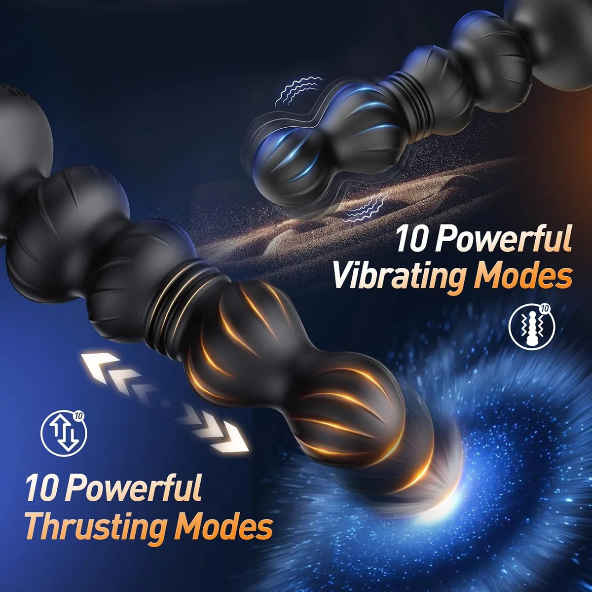 Thrusting Anal Beads Prostate Massager Anal Vibrator Toys Butt Plug Trainer Vibrating Thrusting Sex Toys for Men Women Adult — view 2