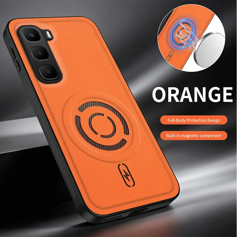 Magnetic Adhesive Textured Leather Drop-Protection Phone Case