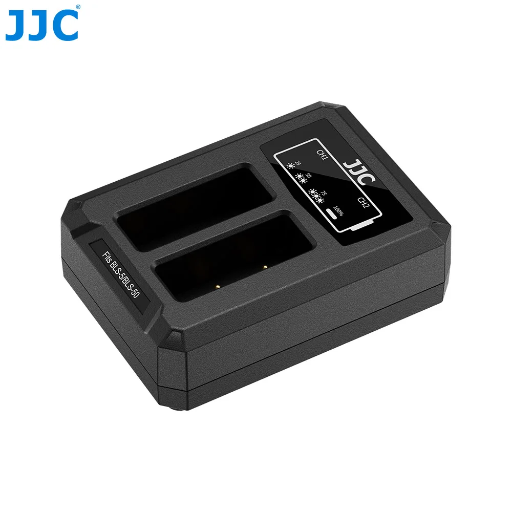 JJC BLS-5 BLS-50 BLS-1 USB 타입 C 듀얼 배터리 충전기 (올림푸스 OM-D E-M10 Mark I II III IV PEN E-PM2 PEN E-PL 카메라용)