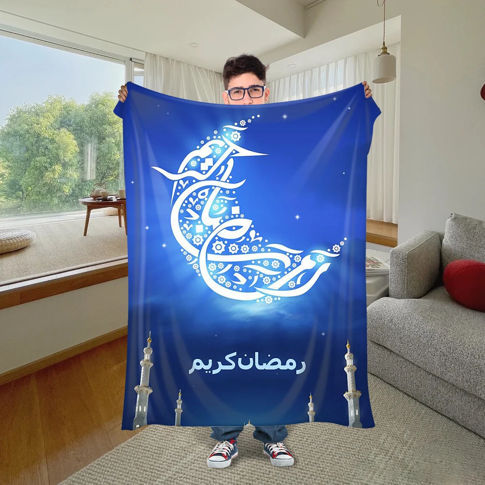 

Customized Ramadan Kareem series wool blanket cashmere, fashionable moon portable flannel