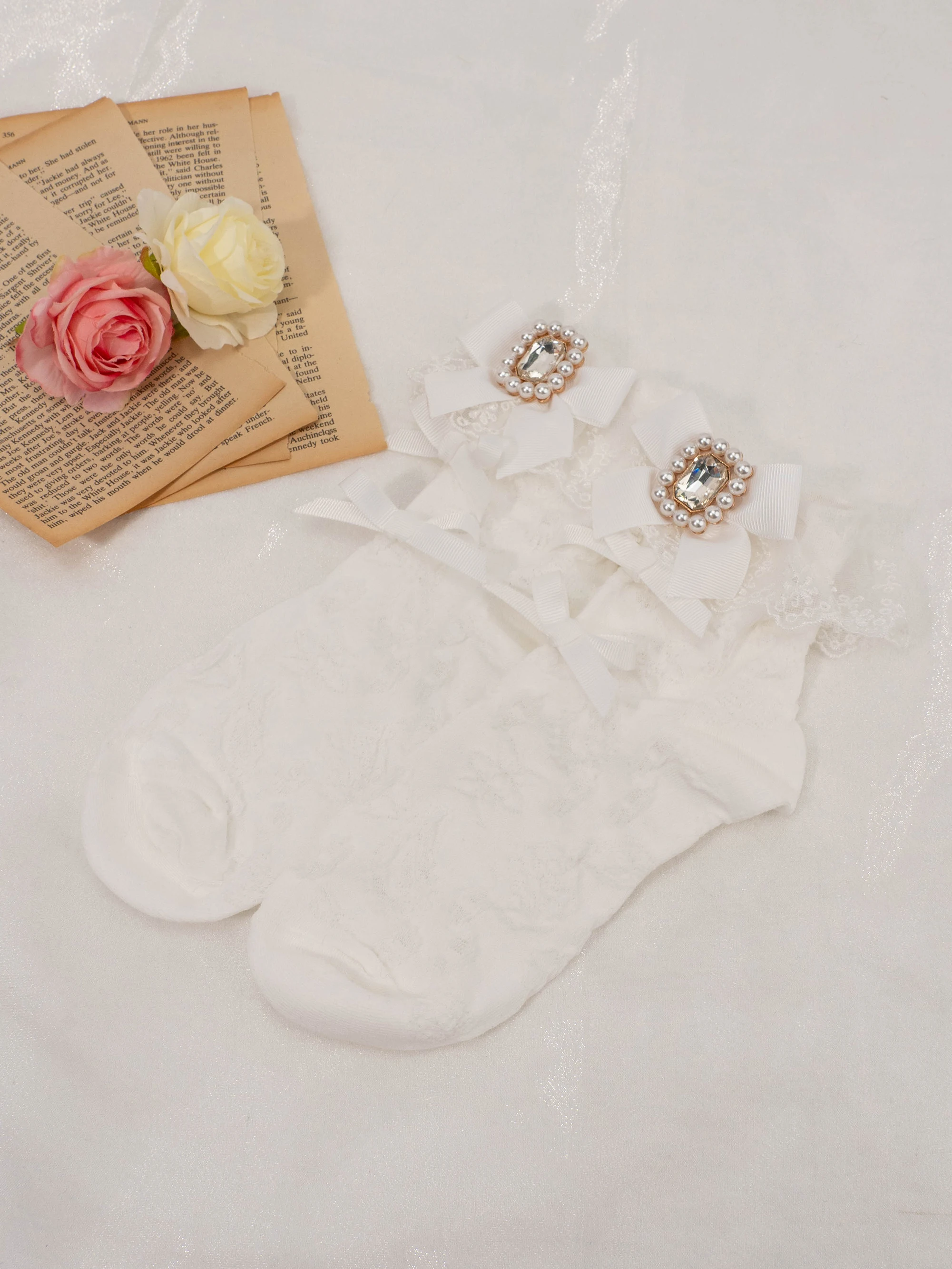 Lolita Style Bow Lace Socks White Black Spring Summer Socks for Lady Sweet Cute Japanese Style Women's Socks Fashion Lizlisa