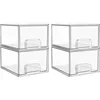 4 Pack Clear Stackable Storage Drawers, 4.4'' Tall Acrylic Bathroom Makeup Organizer,Plastic Storage Bins For Vanity 1