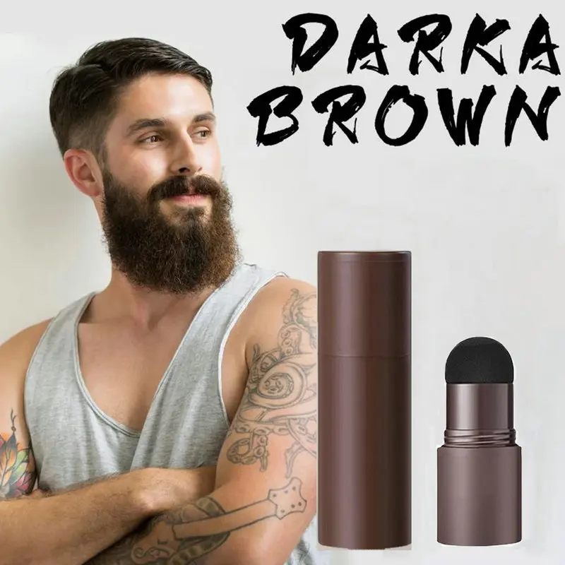 Beard Filler Beard Filling Powder Waterproof Mustache Repair Enhancer Shaping Stamp for Men Black/Dark Brown Cover Care