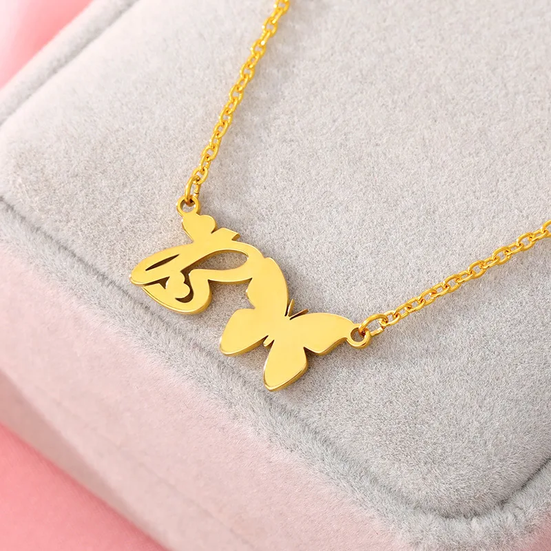 New Simple Gold Color A-Z 26 Letters Pendant Necklace Stainless Steel Alphabet Name Chain Choker 3