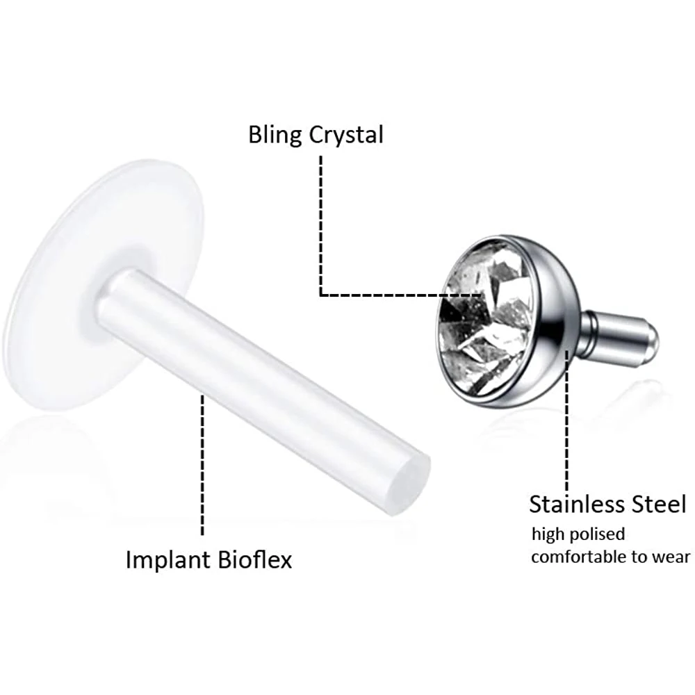 Stainless Steel Lip Labret Piercing 16g piercing jewelry body piercing earrings ear piercing jewelry metal jewelry body piercing jewelry body jewelry