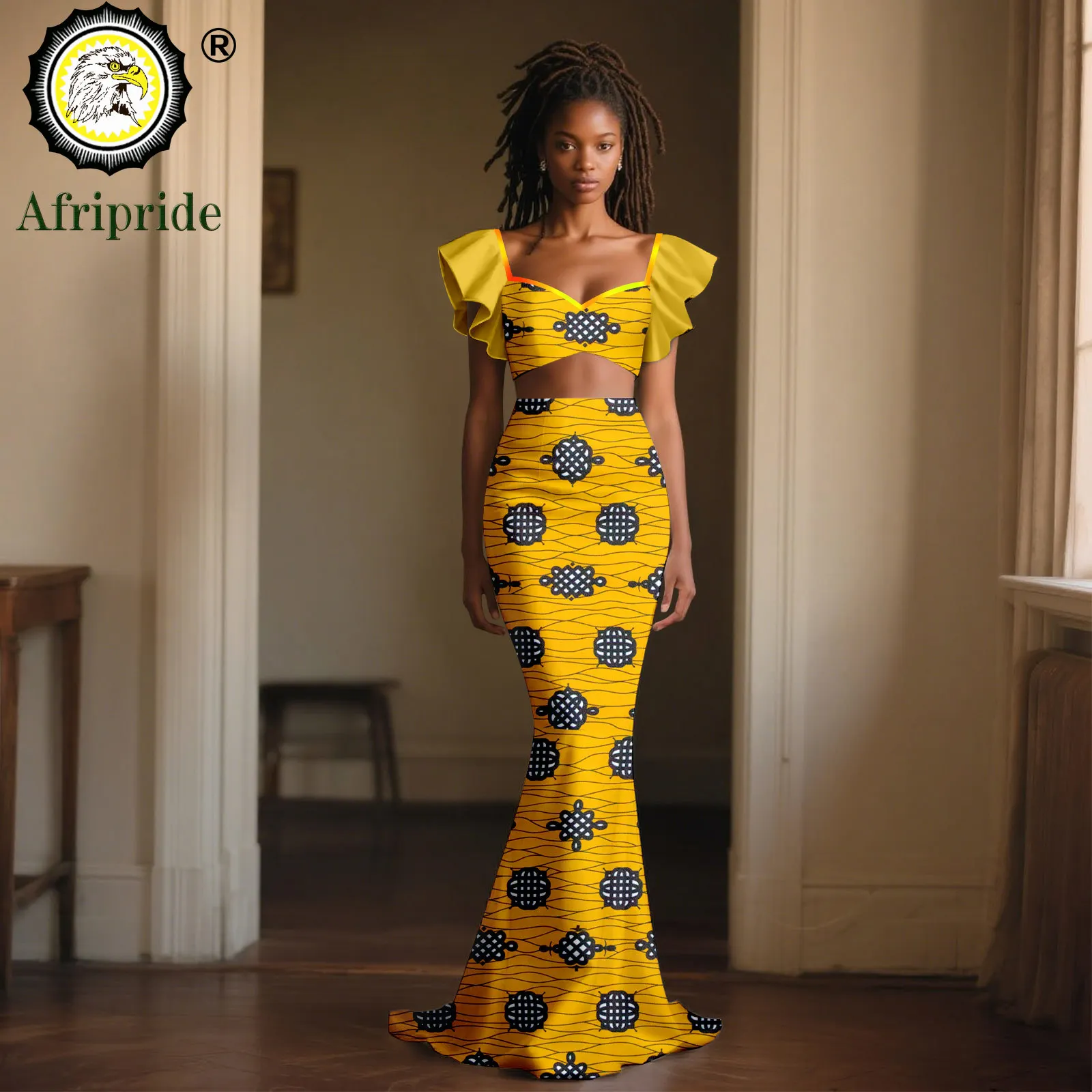 Ropa africana para mujer, Tops cortos de manga acampanada y faldas largas, conjunto de 2 piezas, trajes Dashiki, traje Sexy de fiesta Ankara 2526060 1