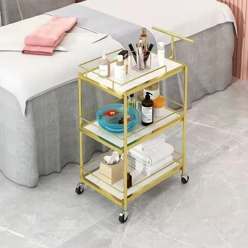 

Kitchen Islands Trolleys Luxury Beauty Salon Trolley Small Cart for Storing Eyelashes Nails Skincare Products Kitchen Bar Carts