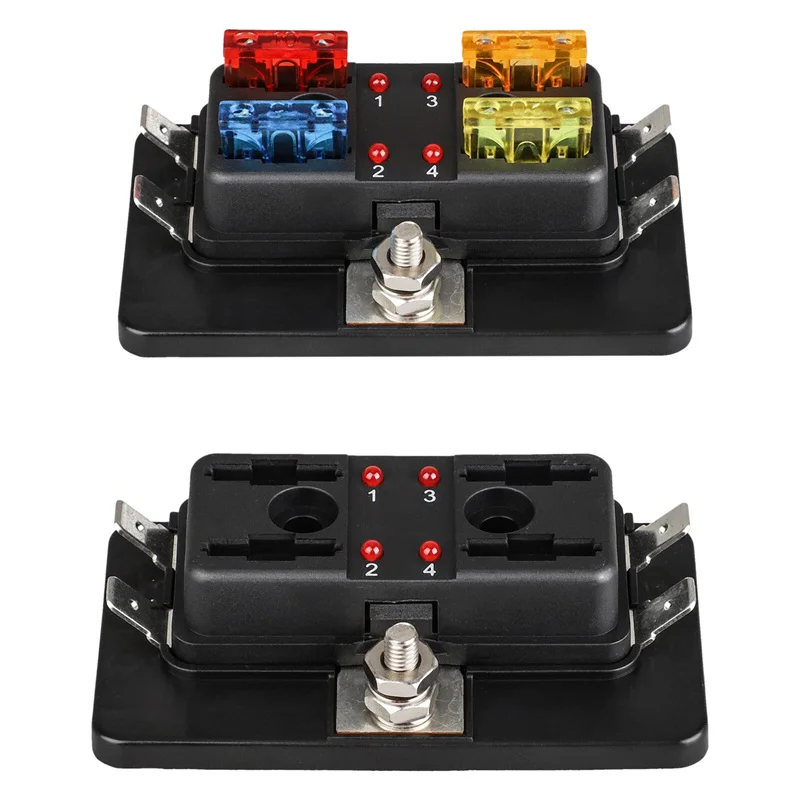 4 Wege Blade Sicherungsblock Kunststoffabdeckung 12 V 32 V Sicherungen Box Halter mit LED-Anzeige Licht für Auto Auto Marine – Detail 7
