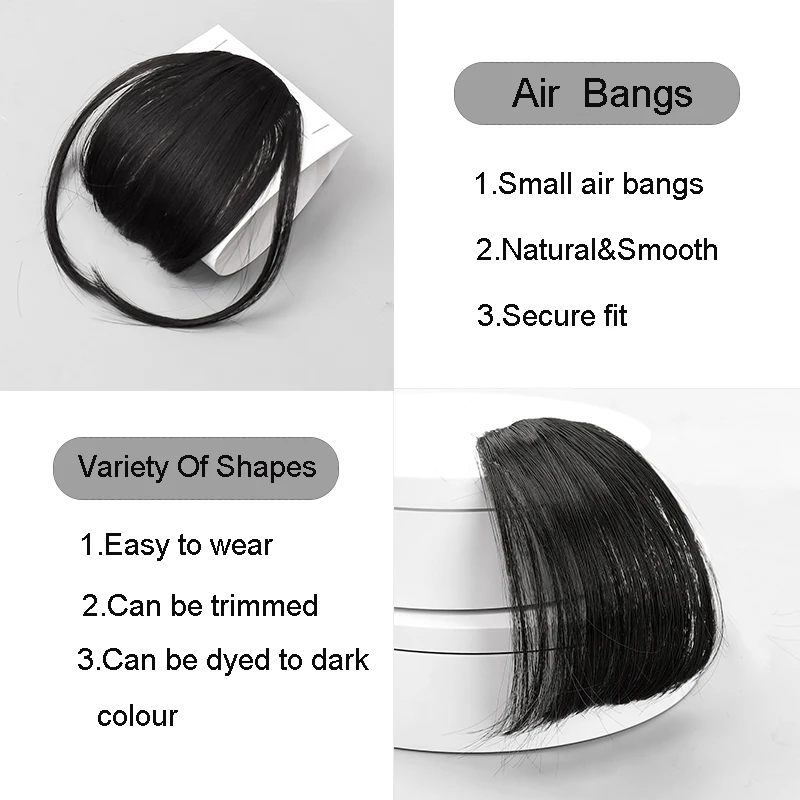 MANWEI Synthetic Wig Air bangs Natural Short Brown Blond Black Fake Hair Fringe Extension For Women Everyday Wear