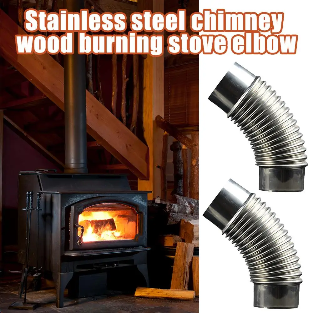 1Pc Steel 45 Degree Elbow Tube Chimney Diameter 6cm Multi Flue Stove Pipe For Outdoor Camping Wood Stoves Chimney O6A5