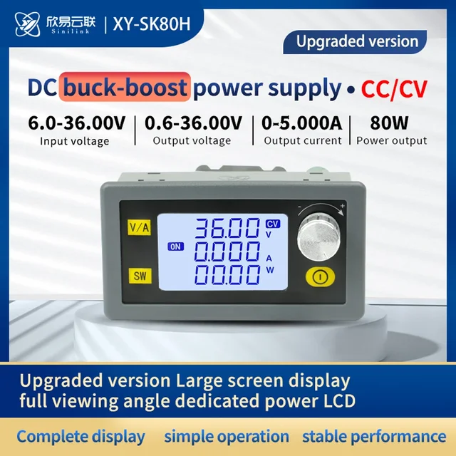 Convertisseur Buck Boost 35W/ 80WDC DC CC CV 6-36V 5A / 5-30V, Module d'énergie solaire, outil de laboratoire régulé, alimentation pour arduino 1