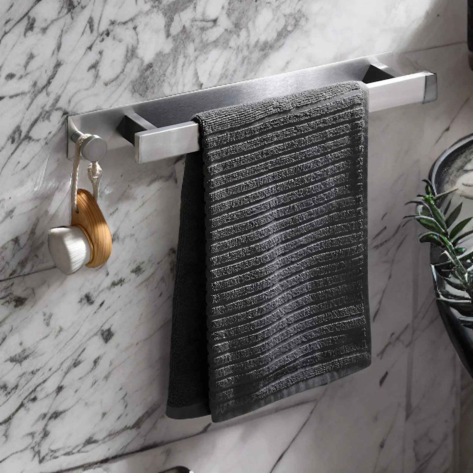Towel rack 304 Stainless Steel Punchless Single Bar Bathroom Hardware