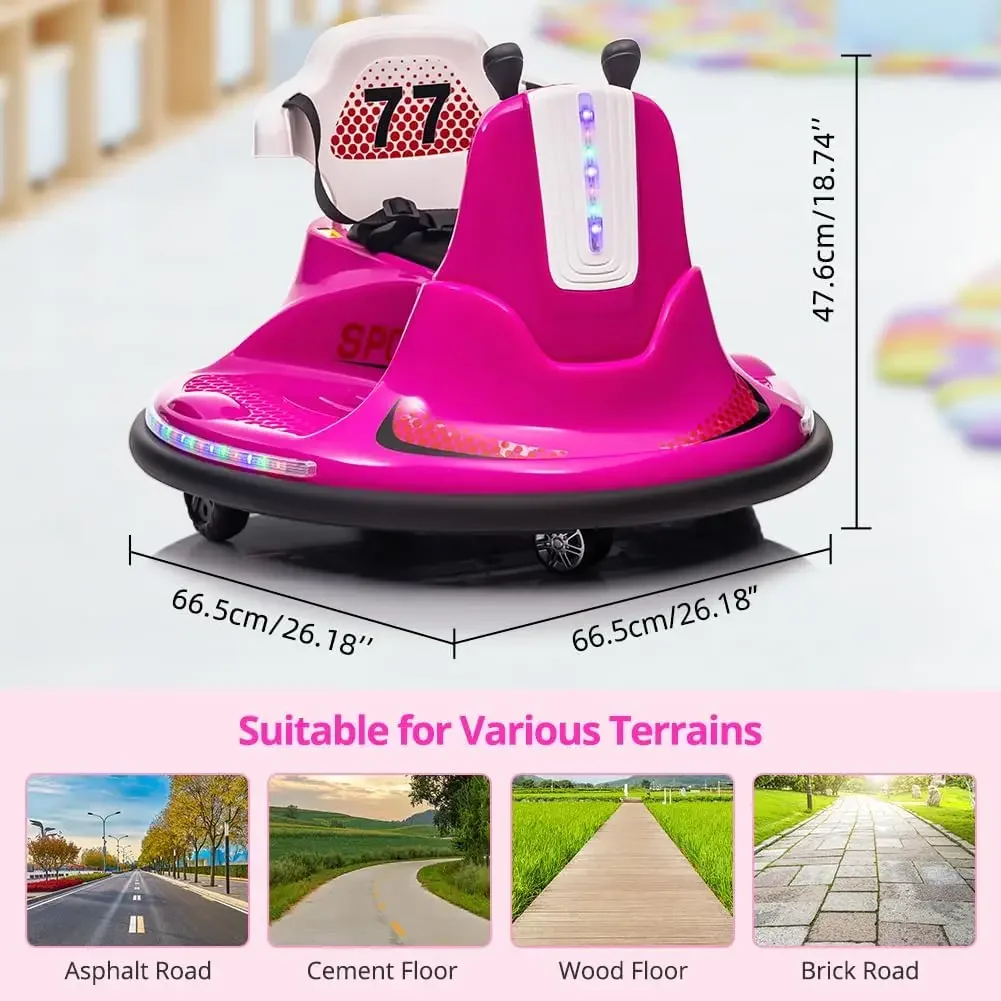 On Bumper Car, Electric Kids Ride On Car with Remote Control, Safety Belt, Music, Flashing Lights, 360 Degree Spin, 2 Drivi