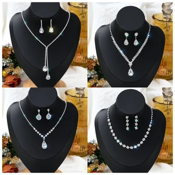 1 Set Of Fashionable And Simple Water Droplet Necklace, Earrings, Jewelry Set, Women's Wedding Banquet Party Daily Accessories 1