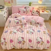 Sanrio Hello Kitty Cotton Printing Bedding Set Duvet Cover Bed Sheet Pillowcase King Queen Full Twin Bedclothes Home Textile 5