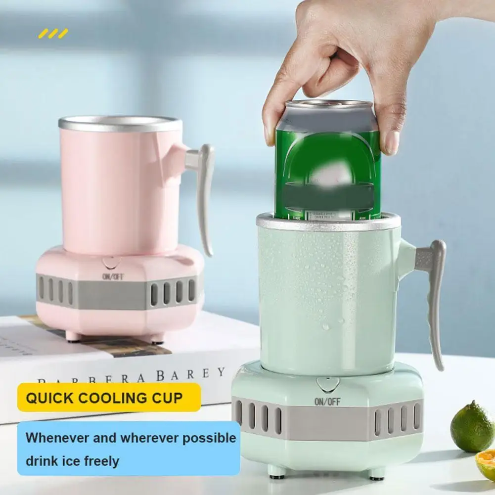 

Summer Quick Cooling Aluminium Cup Coffee Milk Drinks Electric Cooler Holder Mini Fridge For Travel Home Office US EU Q0G4