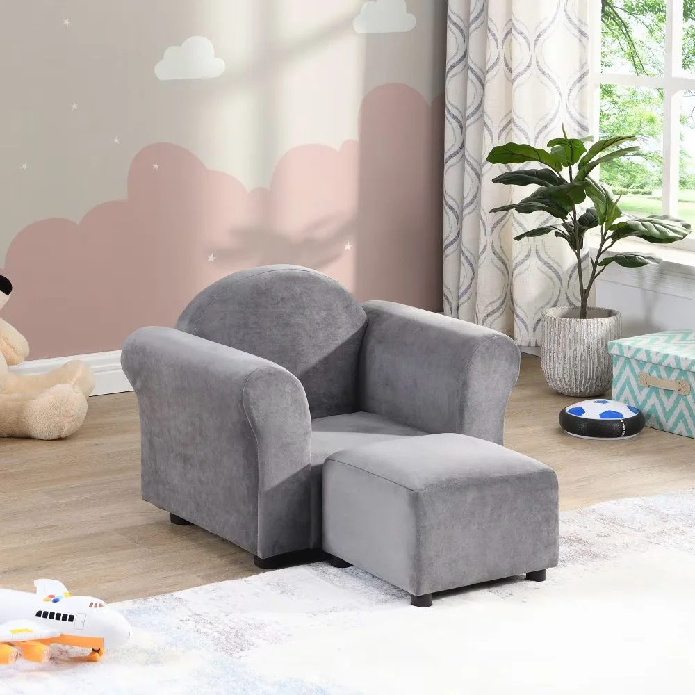 Cute Small Sofa Chair, Kids Upholstered Couch & Ottoman Set - Ergonomic Toddler Chair for Durable Comfort 6