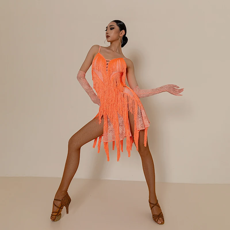 Latindancesuitfemaleadultsexyslingtasseldressprofessional