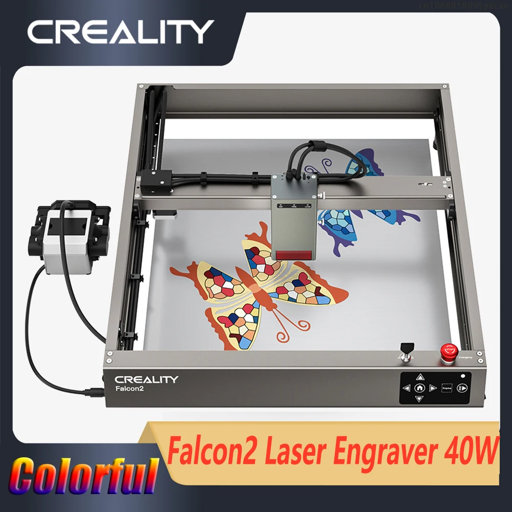 Creality Falcon2 레이저 조각기, 에어 어시스트, 고속 조정 가능 레이저 스폿 스틸, 다채로운 조각 및 절단기, 40W