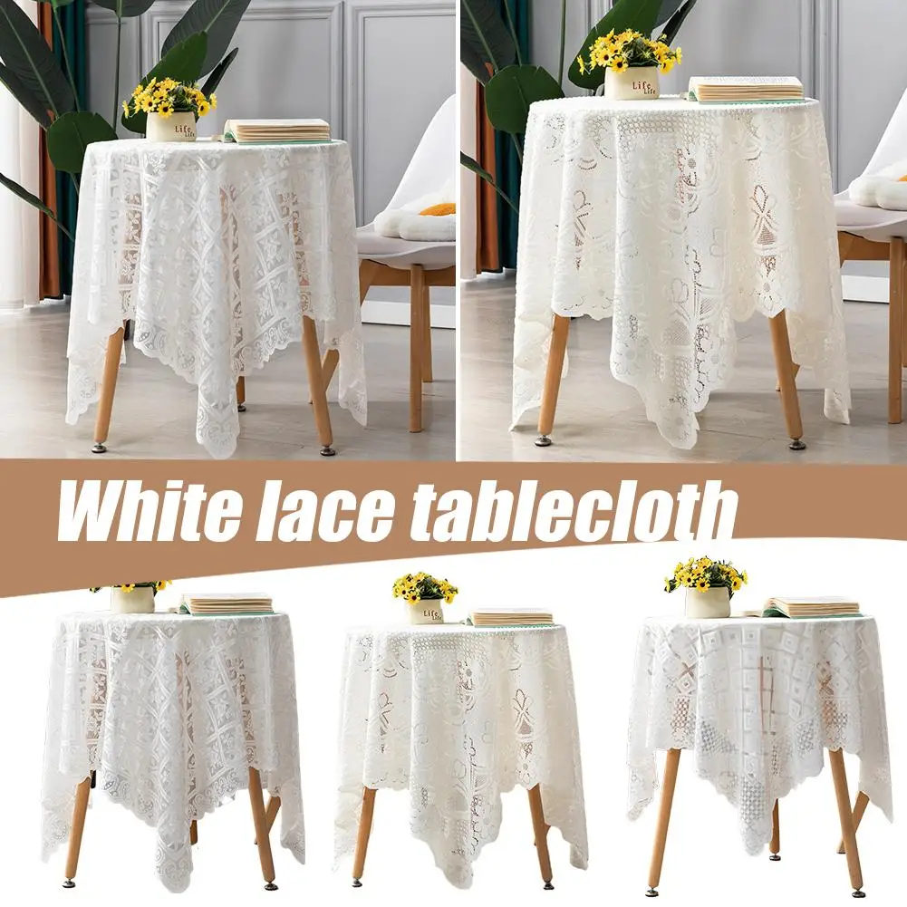 Nappe Ronde Blanche en Dentelle Élégante pour Table Basse