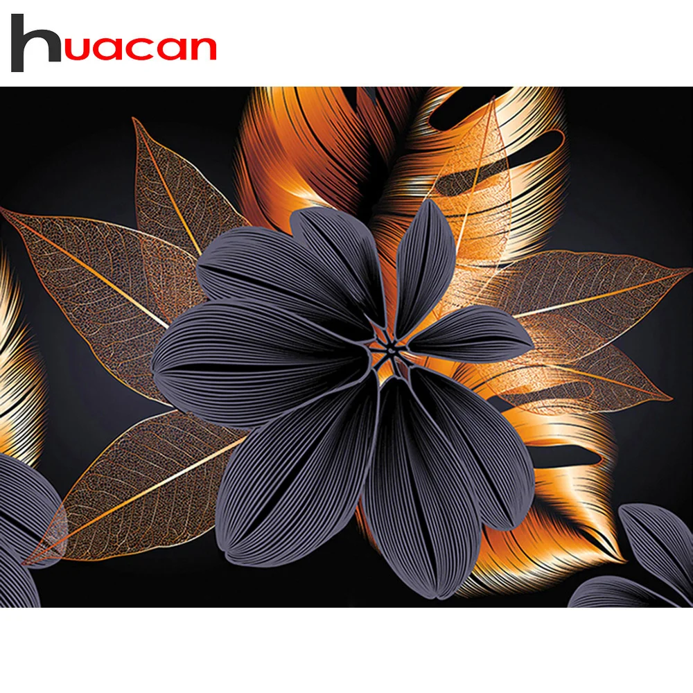 Diamond Painting Huacan Full Round/Square Drill Diamond Embroidery Painting Leaf Gift Diamond Mosaic Flower Home Decorations