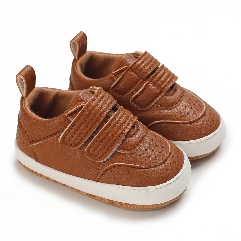 Baby Shoes Newborn Boys Sneaker Girls Solid Color First Walkers Kids Toddlers PU Leather Soft Soles Sneakers 0-18 Months