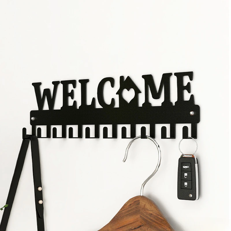 Description Picture 4 of itemSweet Home Black Metal Balcony Wall-mounted Clothes Rack Key Holder Kitchen Organizer Bathroom Rangement Hooks Hangers Storage