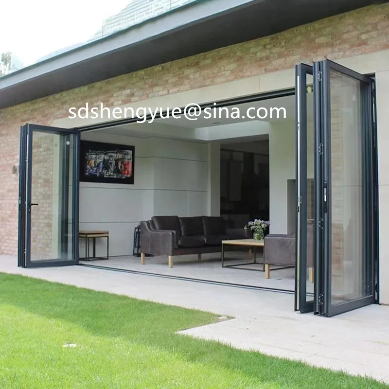Sliding patio door Low-E glass accordion Doors Exterior Folding Design Restaurant Layer Double Aluminium Foldable Glass Door
