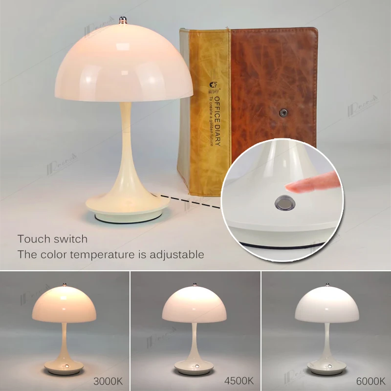 Rechargable USB Mushroom Desk Lamps table lamp led night lamp Touch 3color Dimming Nordic For Bedside Hotle Decoration Bedroom Atmosphere Led Desk Lamps
