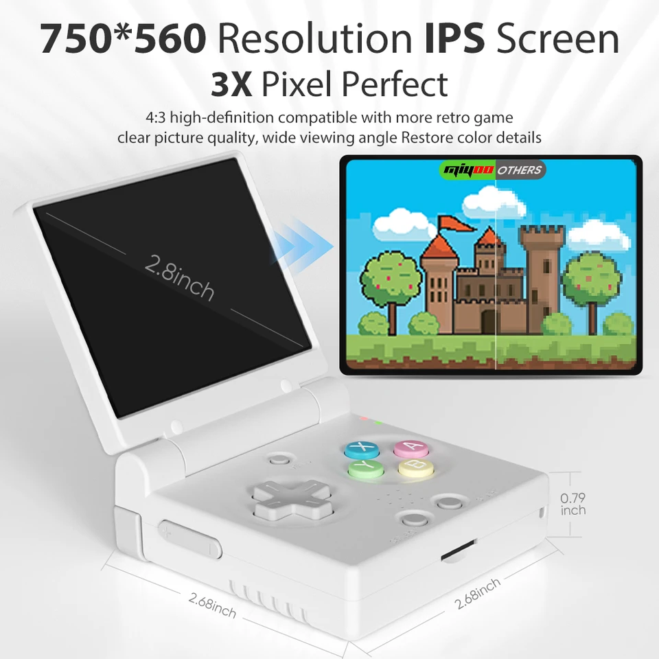 MIYOO Mini Flip Handheld Console - 2.8'' IPS Screen, Portable Retro Game Emulator, Gift For Gamers_voghion.com