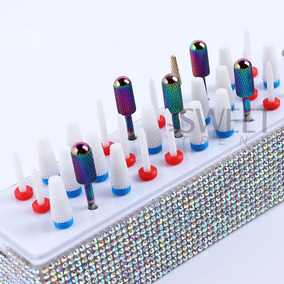 30Holes Nail Drill Bits Storage Box Manicure Milling Cutter Holder Nail Drill Display Stand Showing Shelf Nail Accessories Tools