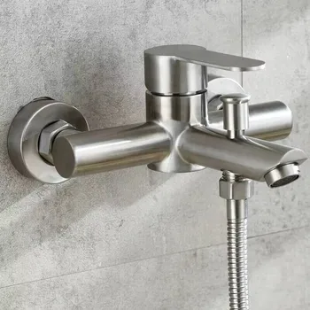 ก๊อกน้ำอ่างอาบน้ำ สแตนเลส 304 ก๊อกน้ำฝักบัวแบบติดผนัง วาล์วผสมน้ำร้อนน้ำเย็นแบบซ่อนในผนัง 1