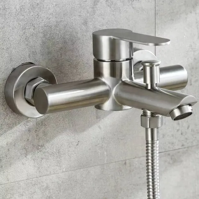 ก๊อกน้ำอ่างอาบน้ำ สแตนเลส 304 ก๊อกน้ำฝักบัวแบบติดผนัง วาล์วผสมน้ำร้อนน้ำเย็นแบบซ่อนในผนัง 1