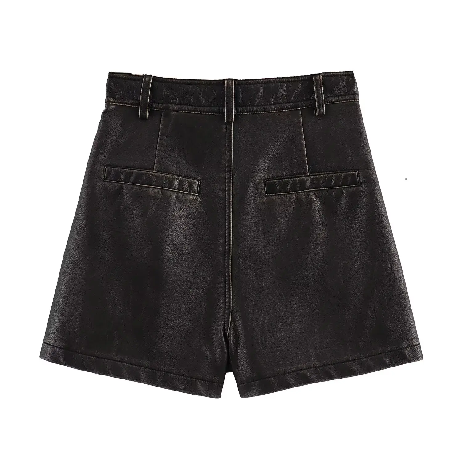 

Jenny&Dave Vintage Washed Casual Culotte Mini Skirt Women Shorts Autumn And Winter Women's High Waist Leather Skirt