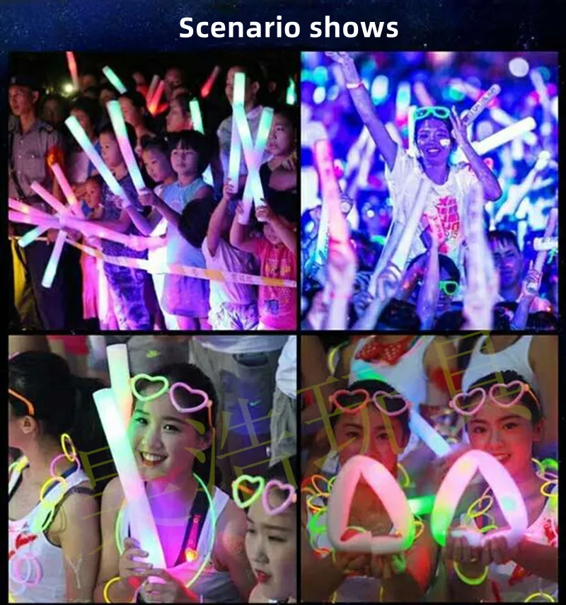 10/30/50Pcs/Lot Glow Sticks Bulk Colorful LED Foam Stick Glow