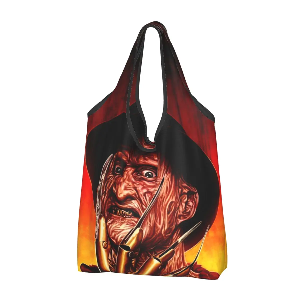 

Cute Horror Movie Killer Shopping Tote Bag Portable Halloween Film Character Groceries Shopper Shoulder Bag