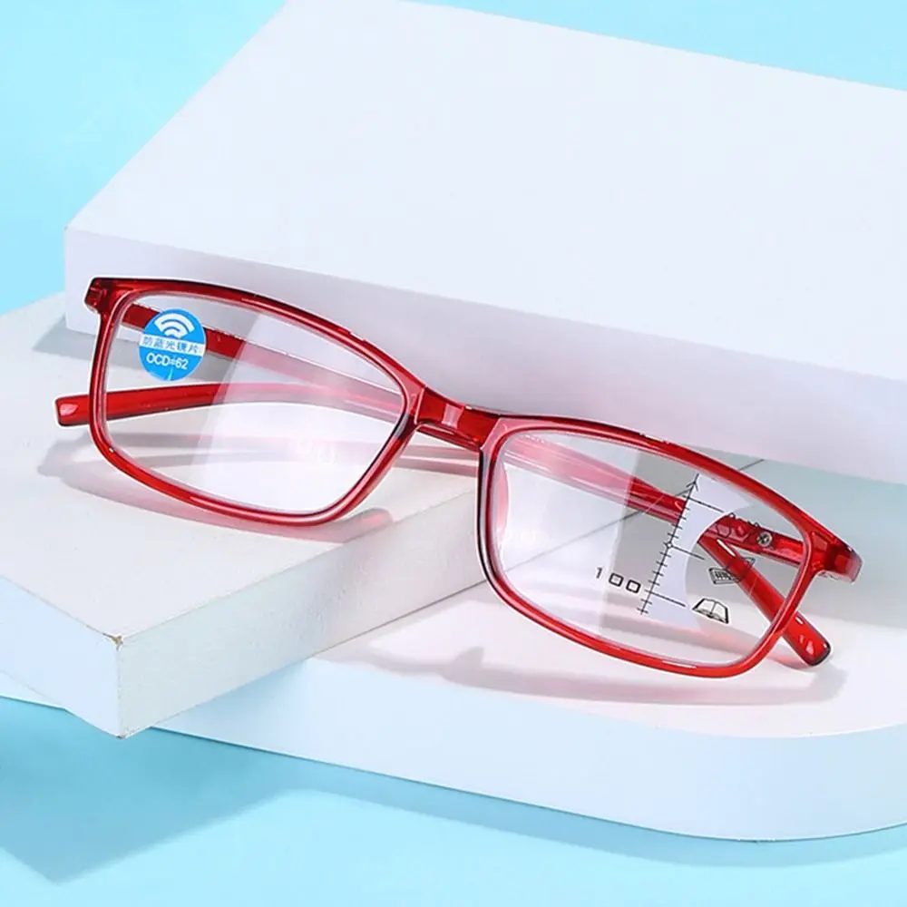 

Retro Progressive MultiFocus Reading Glasses For Men Women Transparent Square Anti-blue Light Near Far Presbyopia Eyeglasses