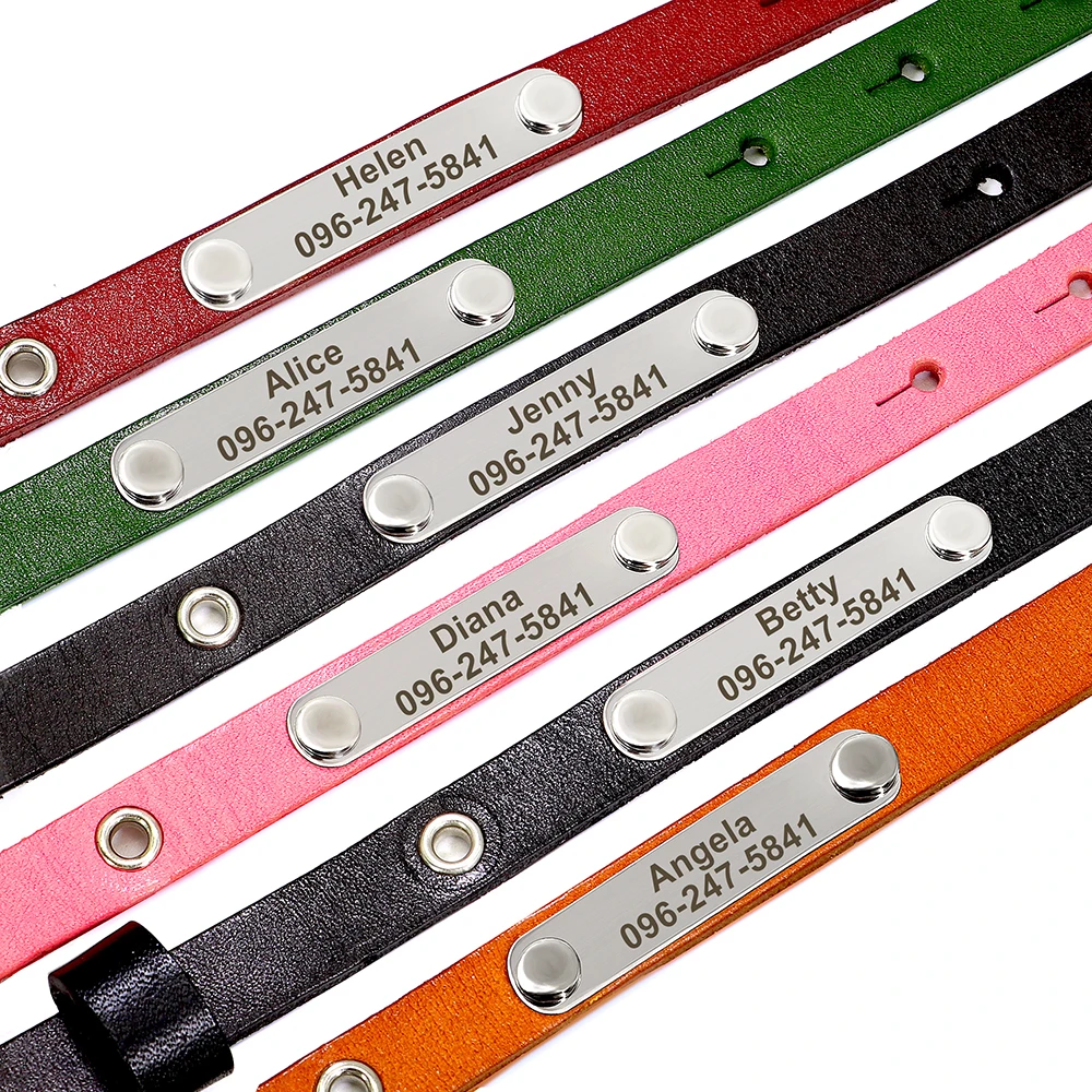 Custom Leather Cat Collar Adjustable Personalized Puppy Cat ID Collars Necklace Engraved Name for Cats Kitten Pet Accessories 3