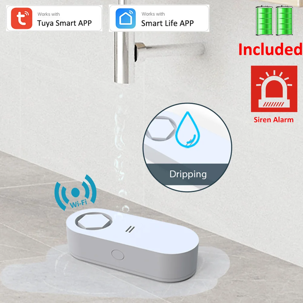 Tuya WiFi Dripping Water Leakage Detector 120DB Beep Siren Floor Leak Flood Sensor APP Remote Alert Notification |
