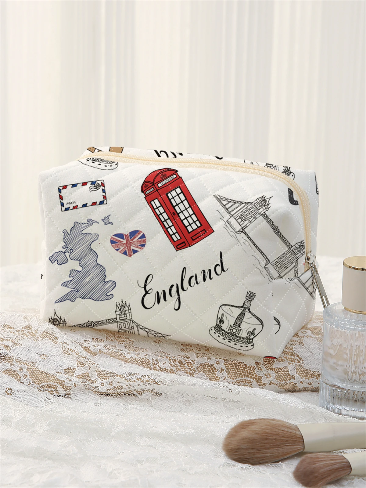 1 Set Portable Makeup Bag, Large Capacity Design, Easily Accommodate Your Cosmetics, Lightweight And Portable For Storing Cosmet