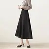 Solid Simplicity Elegant A-line Skirt Spring Autumn New High Waist Zipper Temperament Half Skirt Casual Fashion Women Clothing 3