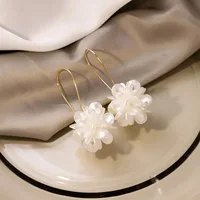 Women's Pearl Petal Ball Earrings Fashion Trend Long Flower Ball Earrings DIY Geometric Ear Buckle Party Holiday Jewelry Gifts - Image 3